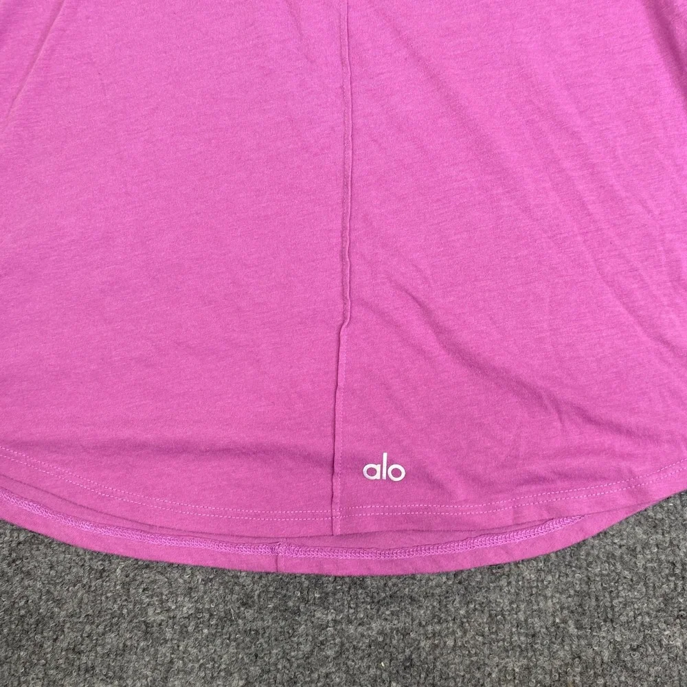 Alo Yoga Women Pink Relaxed Scoop Neck Center Seam Tank Top Sleeveless Shirt